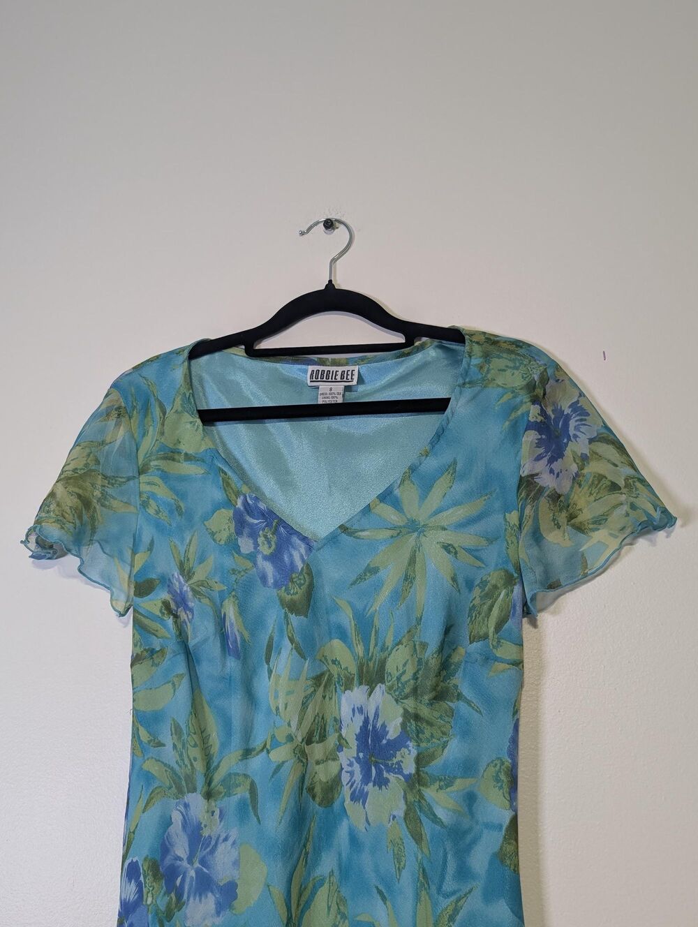 Vintage Silk Floral Midi Slip Dress8 Blue Bias Cut Y2K Romantic Whimsigoth - Picture 6 of 10